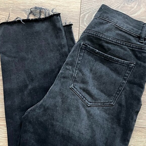 PACSUN Black High Rise Distressed Straight Leg Denim Jeans Size 27 - Picture 1 of 13